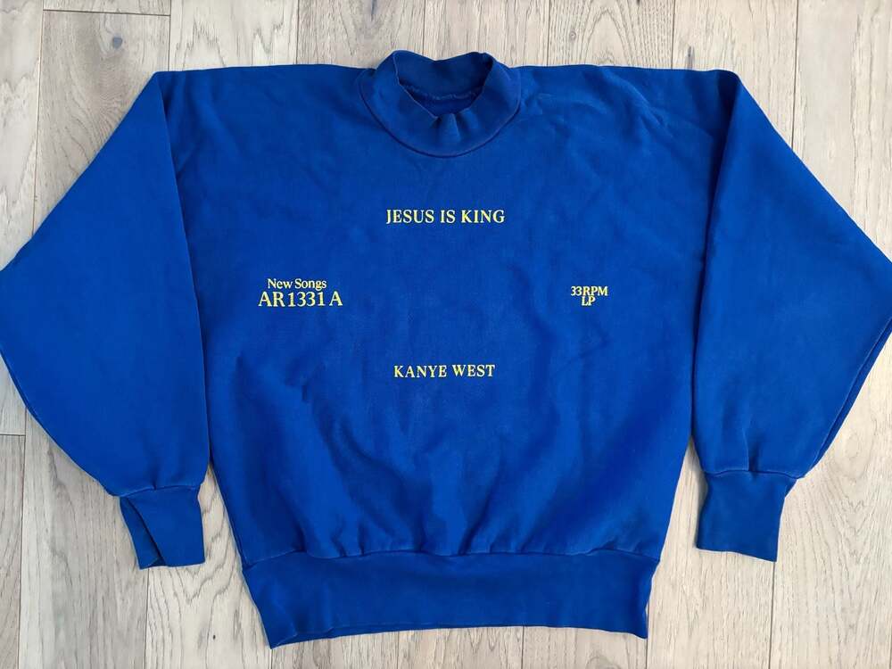 Yeezy Kanye West Jesus Is King Crewneck Sweatshirt Blue